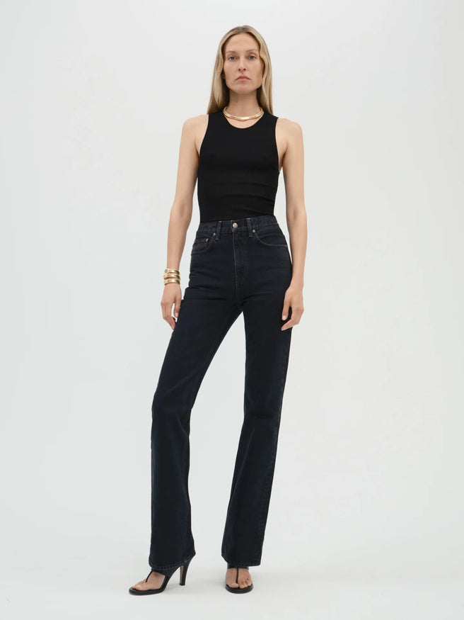 AFLALO Brontë Jean – Shaded Obsidian Rigid Denim - Model Front