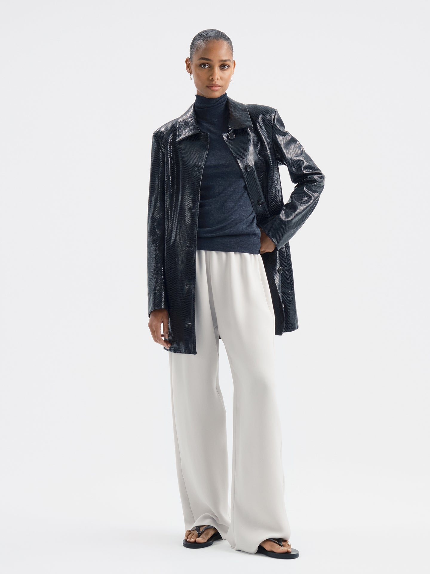 Elyra Jacket in Python Embossed Leather - AFLALO