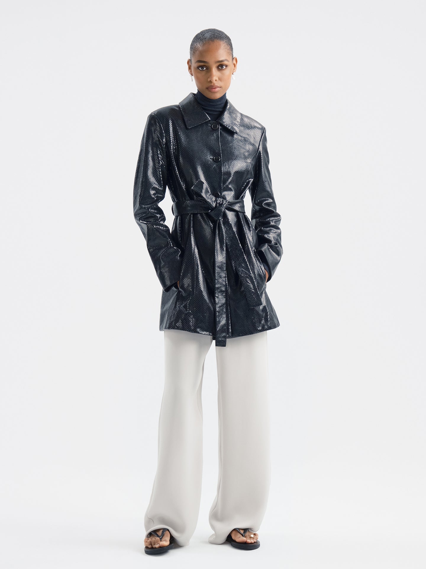 Elyra Jacket in Python Embossed Leather - AFLALO