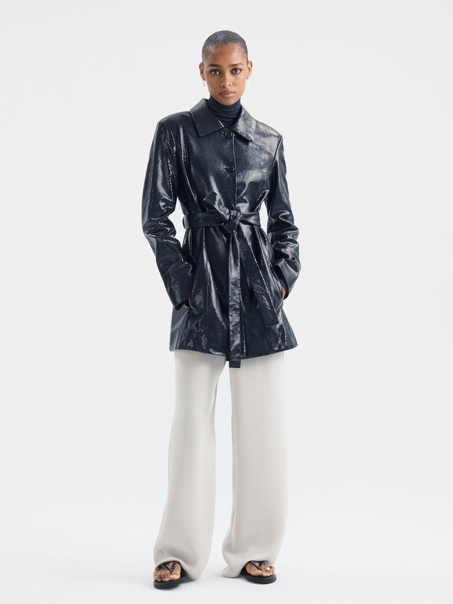 Elyra Jacket in Python Embossed Leather - AFLALO