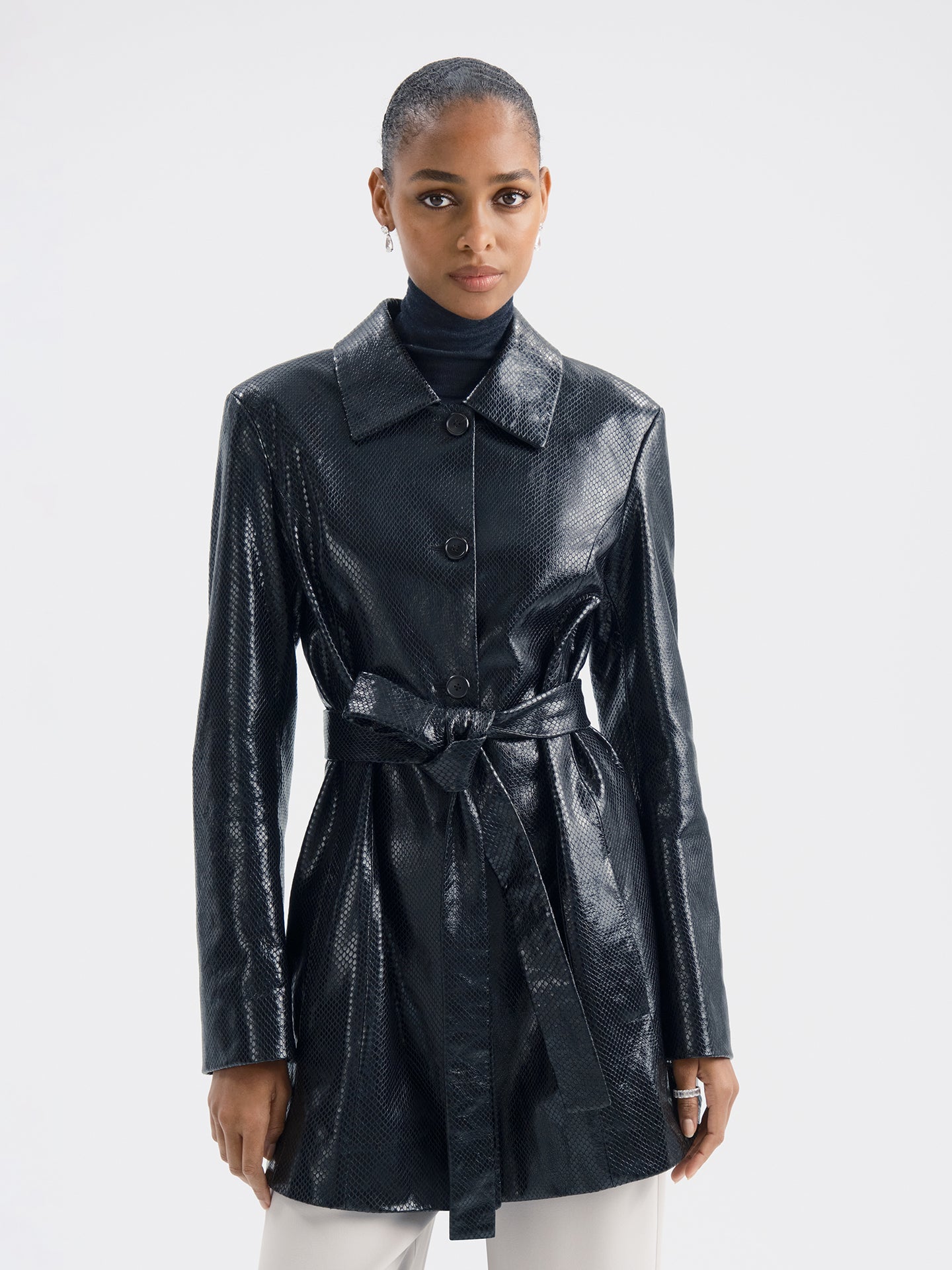 Elyra Jacket in Python Embossed Leather - AFLALO