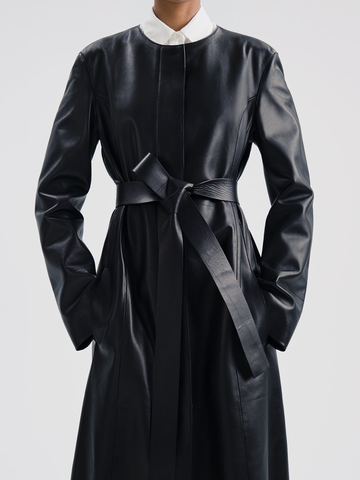 chinese dress ladies Affine Coat Black in Leather