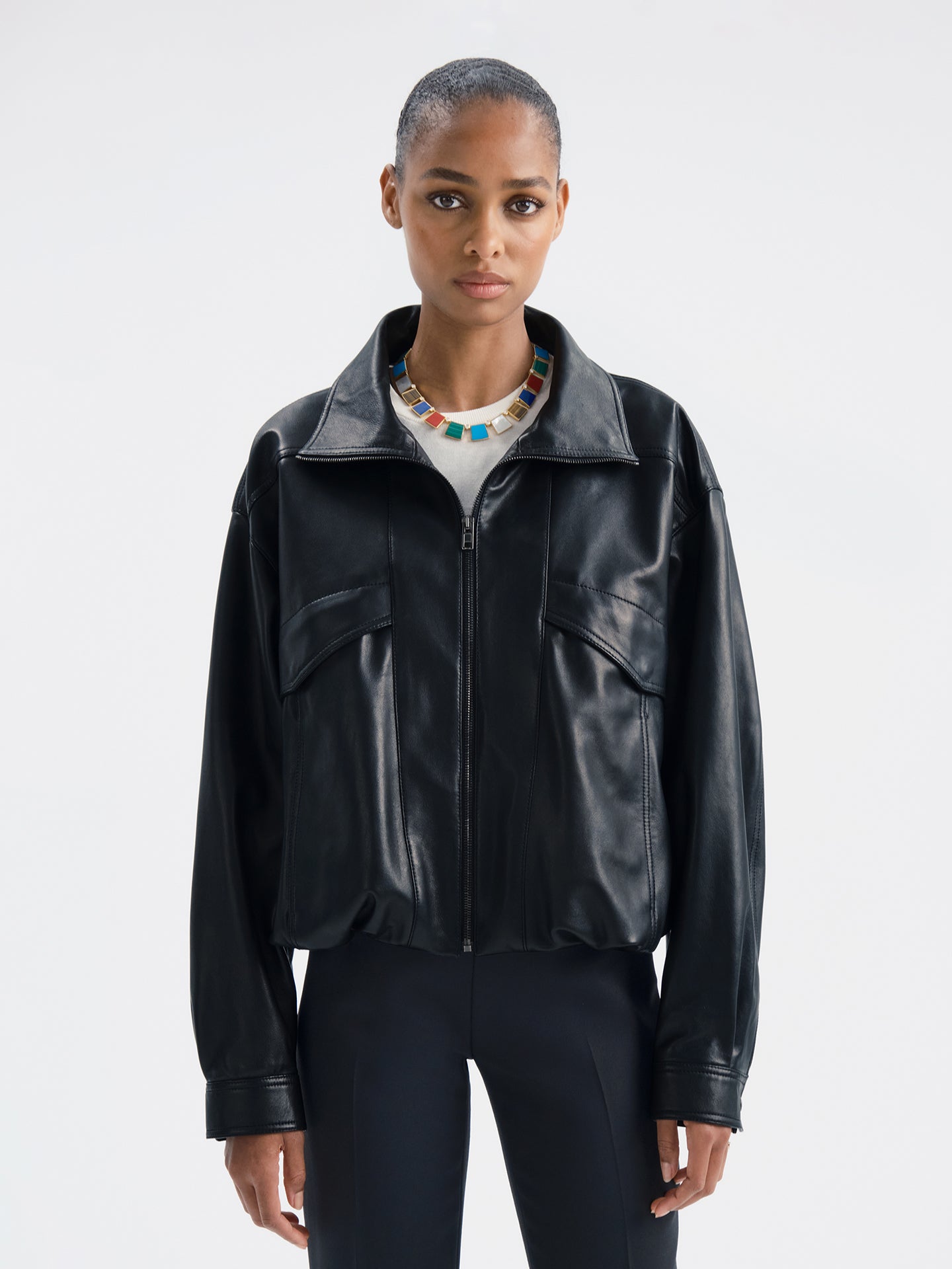 Zadie Jacket Black in Nappa Leather | AFLALO Zadie Jacket Black in Nappa Leather | AFLALO