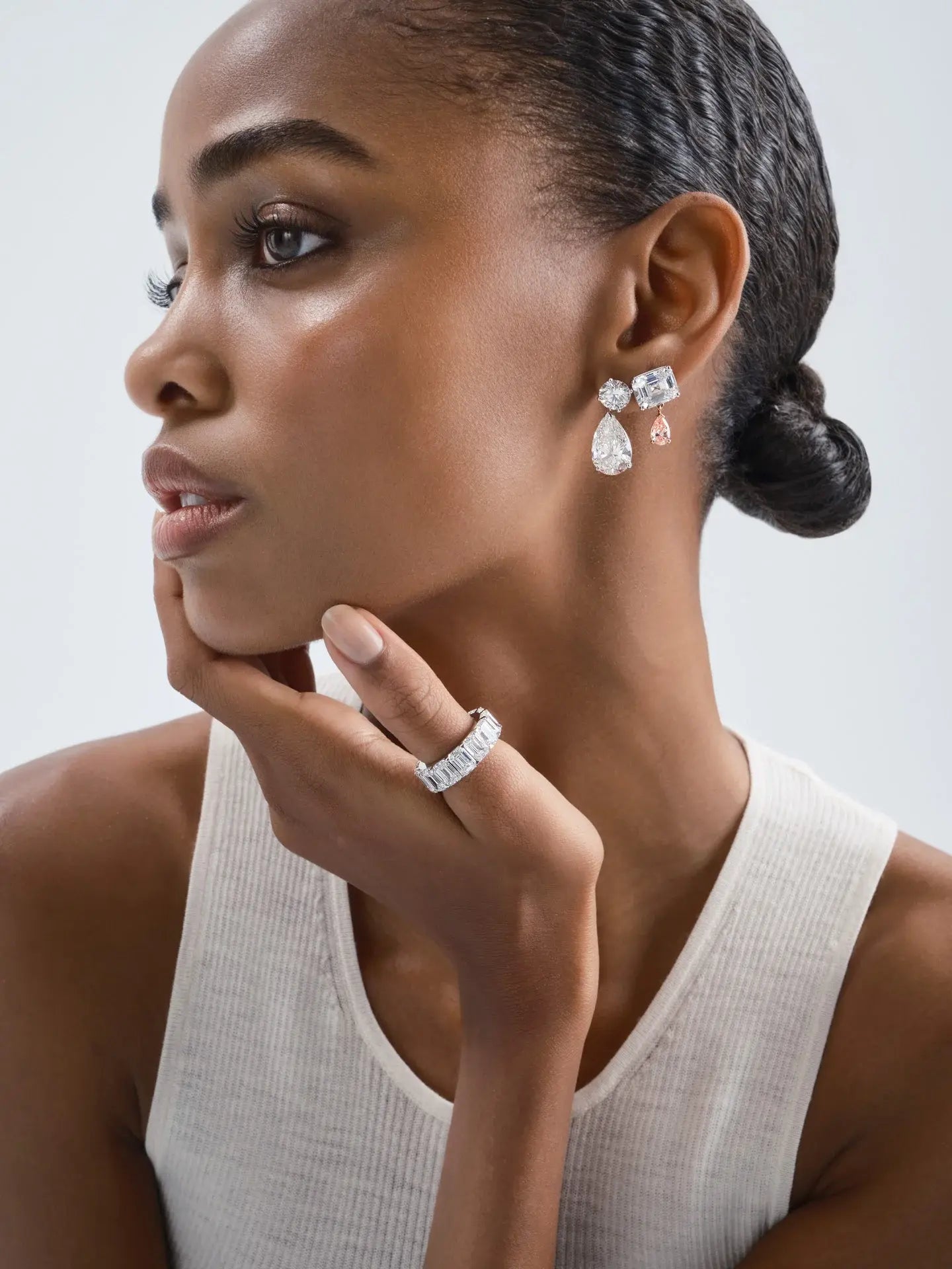 Tennis Drop Earrings in Mixed Gold - AFLALO