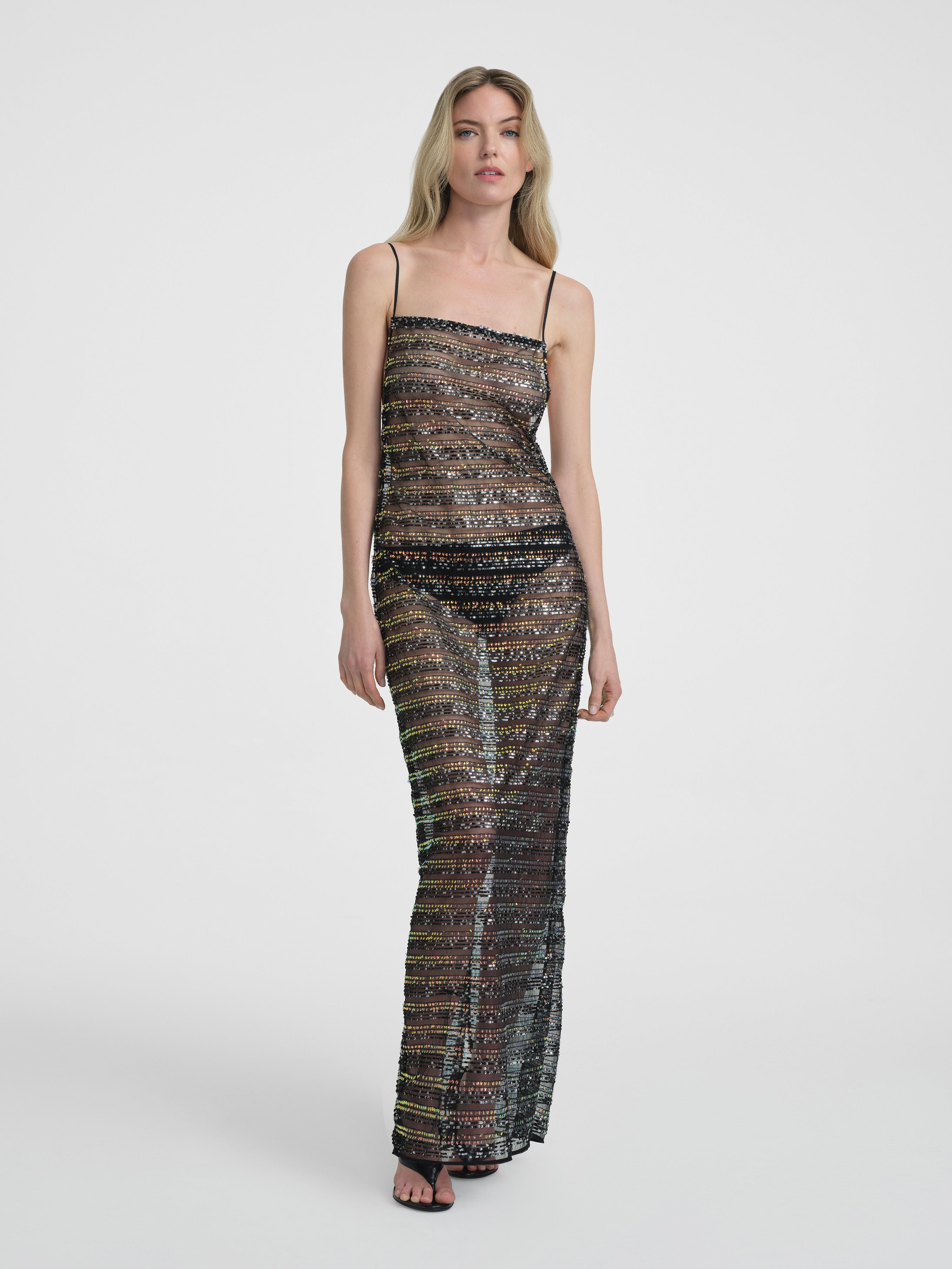 AFLALO Nivara Dress in Mesh – Paillettes - Model Front