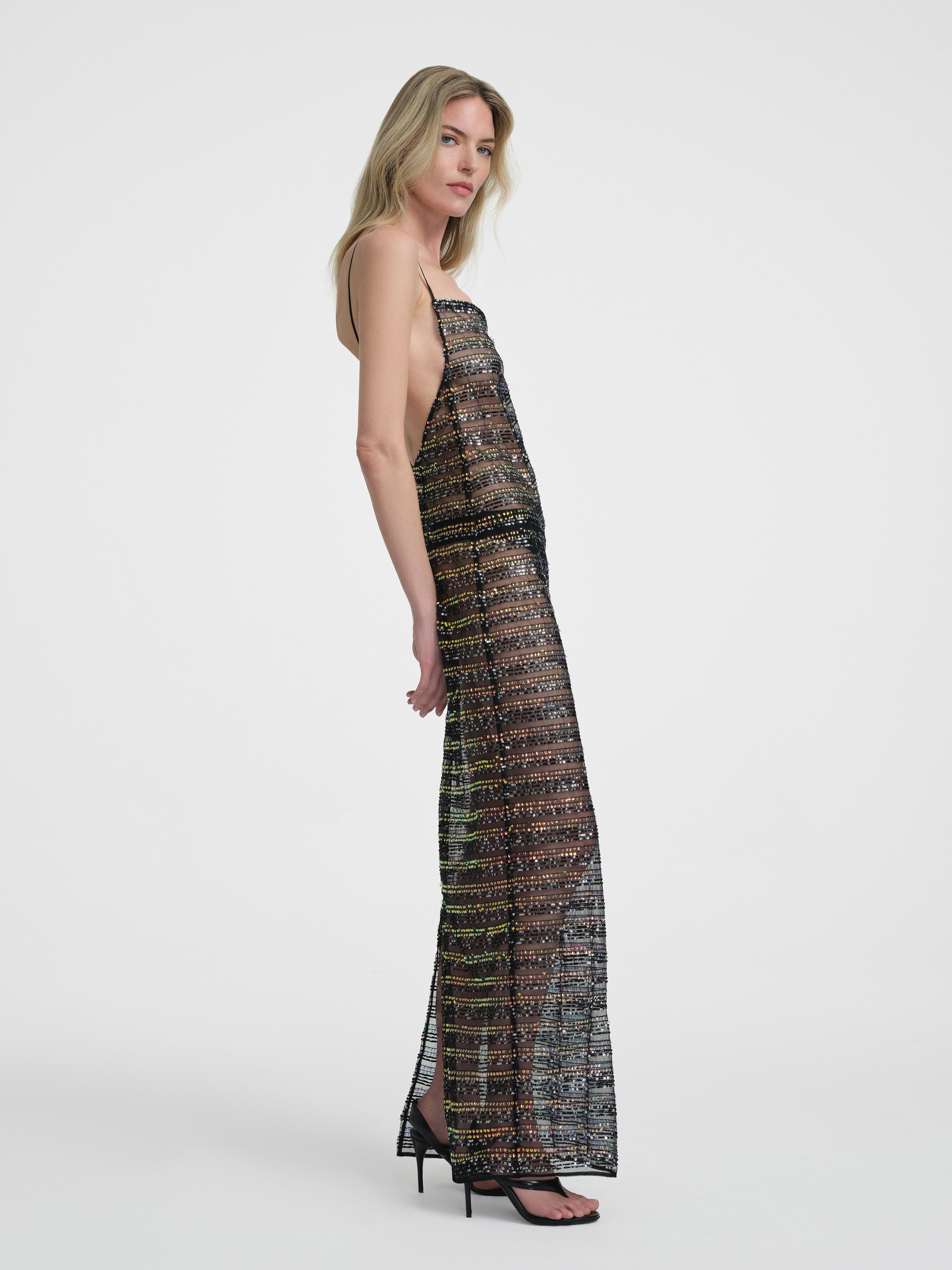AFLALO Nivara Dress in Mesh – Paillettes - Model Side