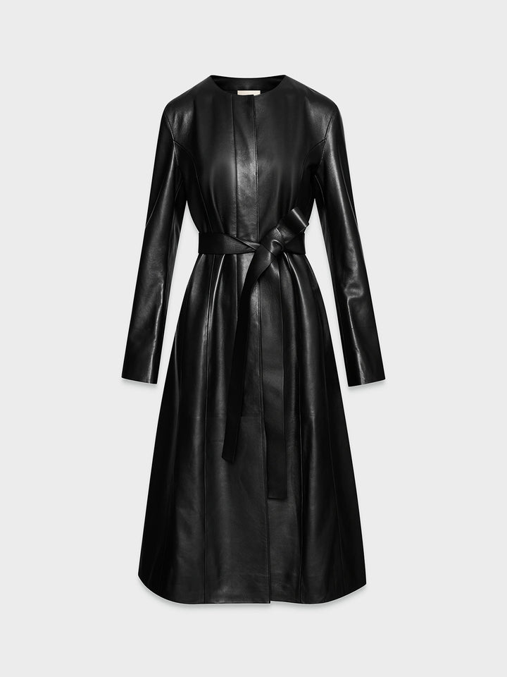 Affine Coat Black in Leather | AFLALO