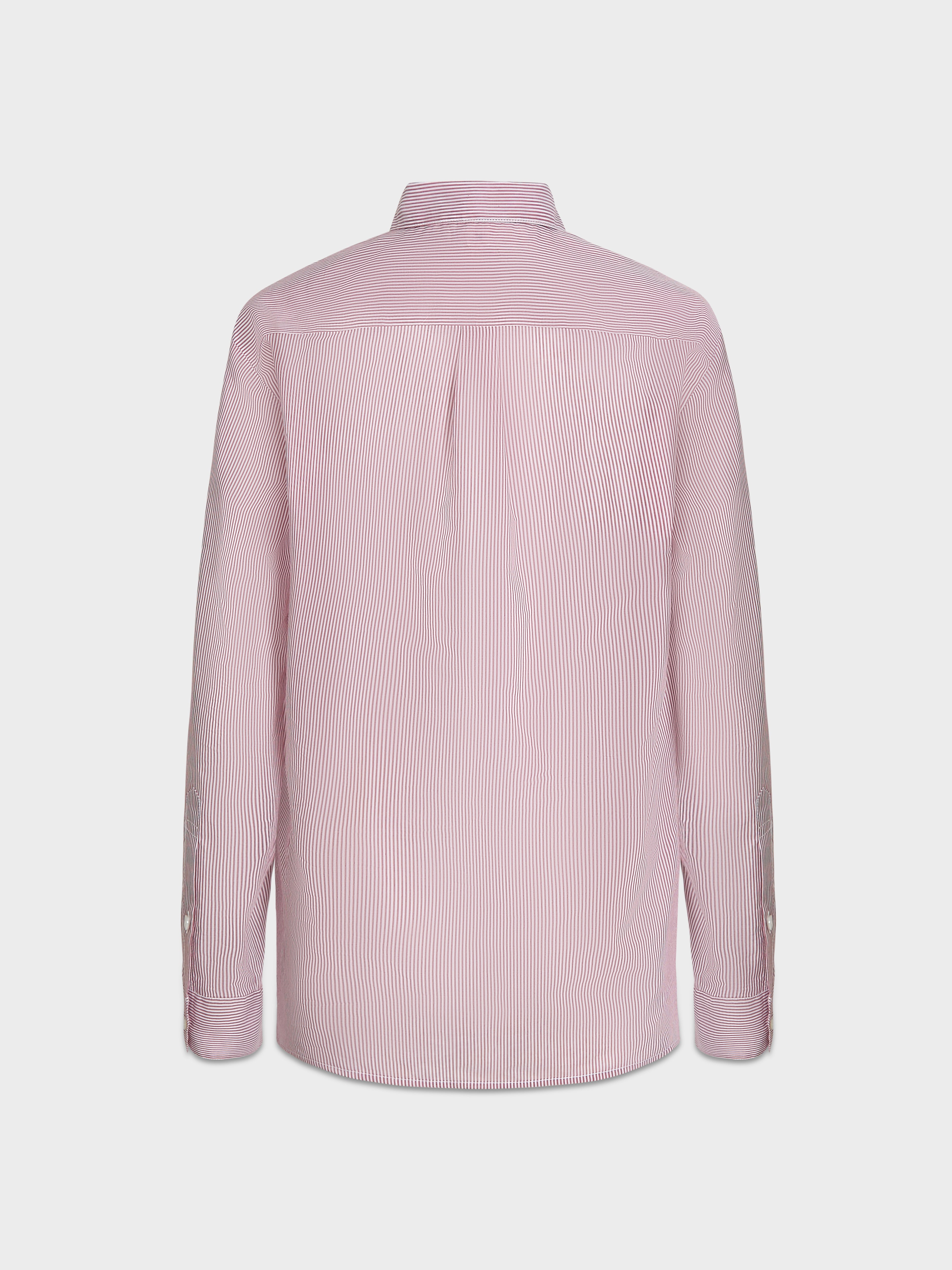 AFLALO Brein Shirt in Silk Cotton – Cedar Stripe - Ghost Back