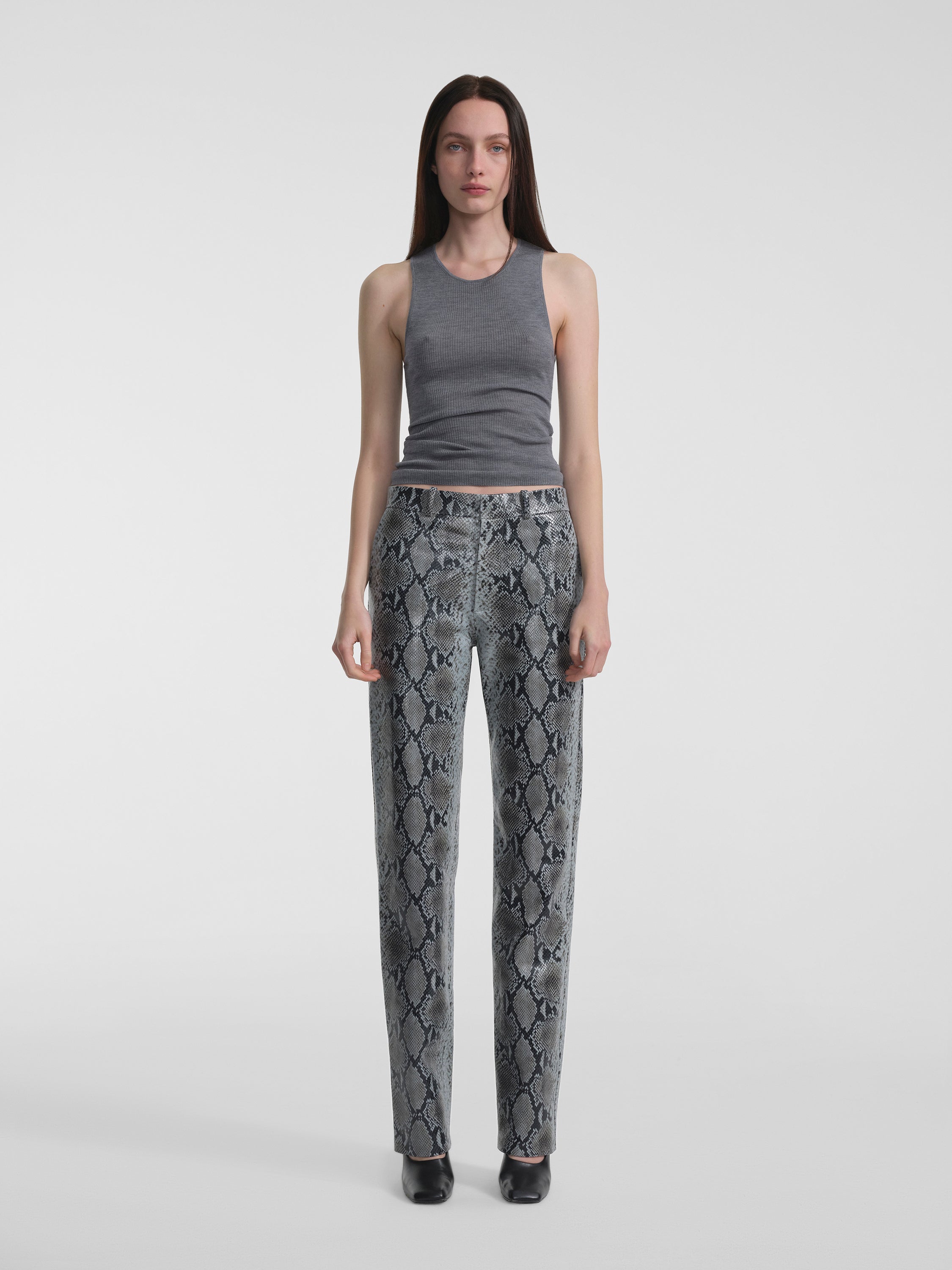 AFLALO Lazare Trouser in Python Embossed Leather – Racer - Model Front 2
