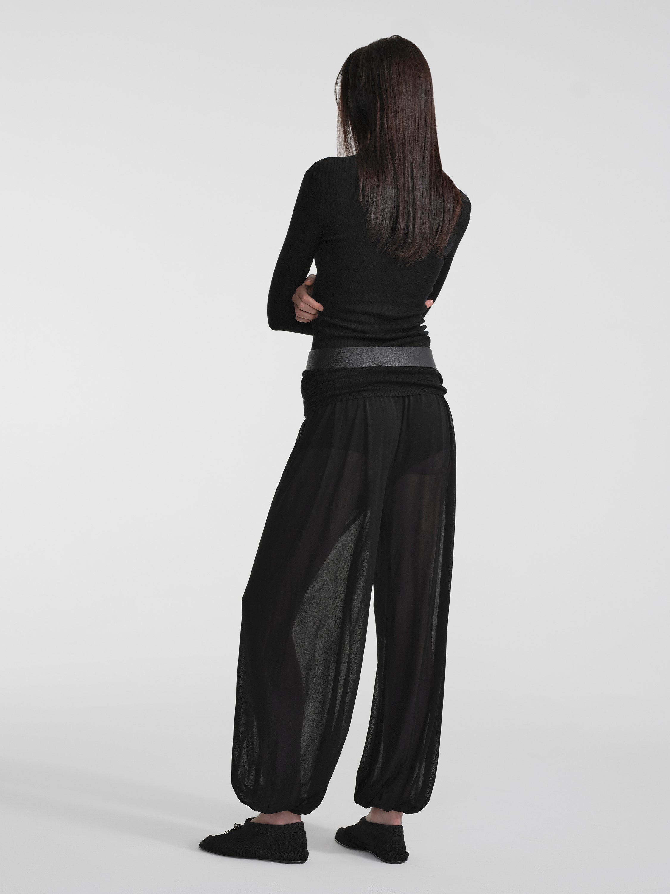 AFLALO Lolana Pant in Viscose – Black - Model Back