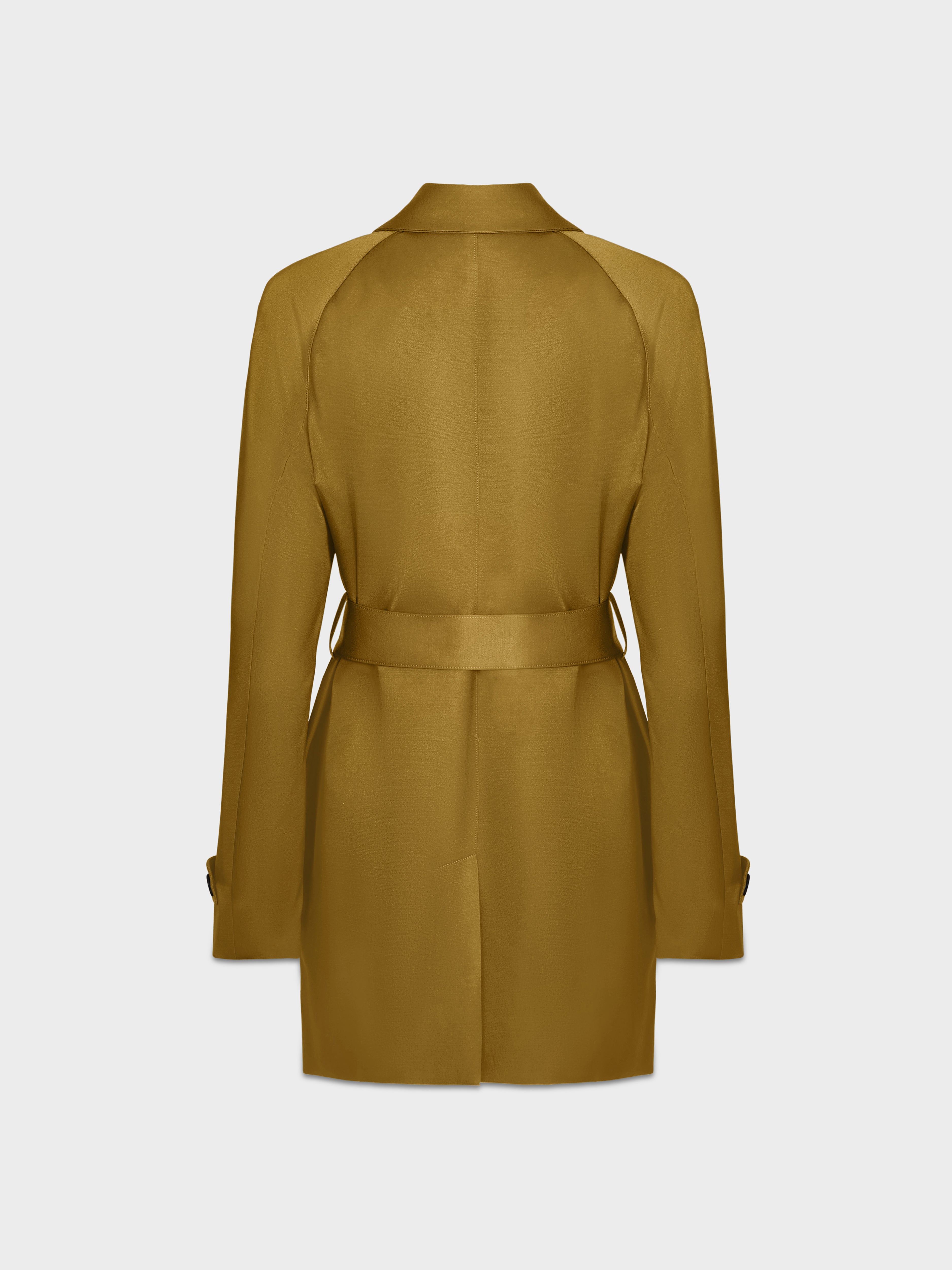 AFLALO Mira Jacket in Wool Silk – Olive - Ghost Back