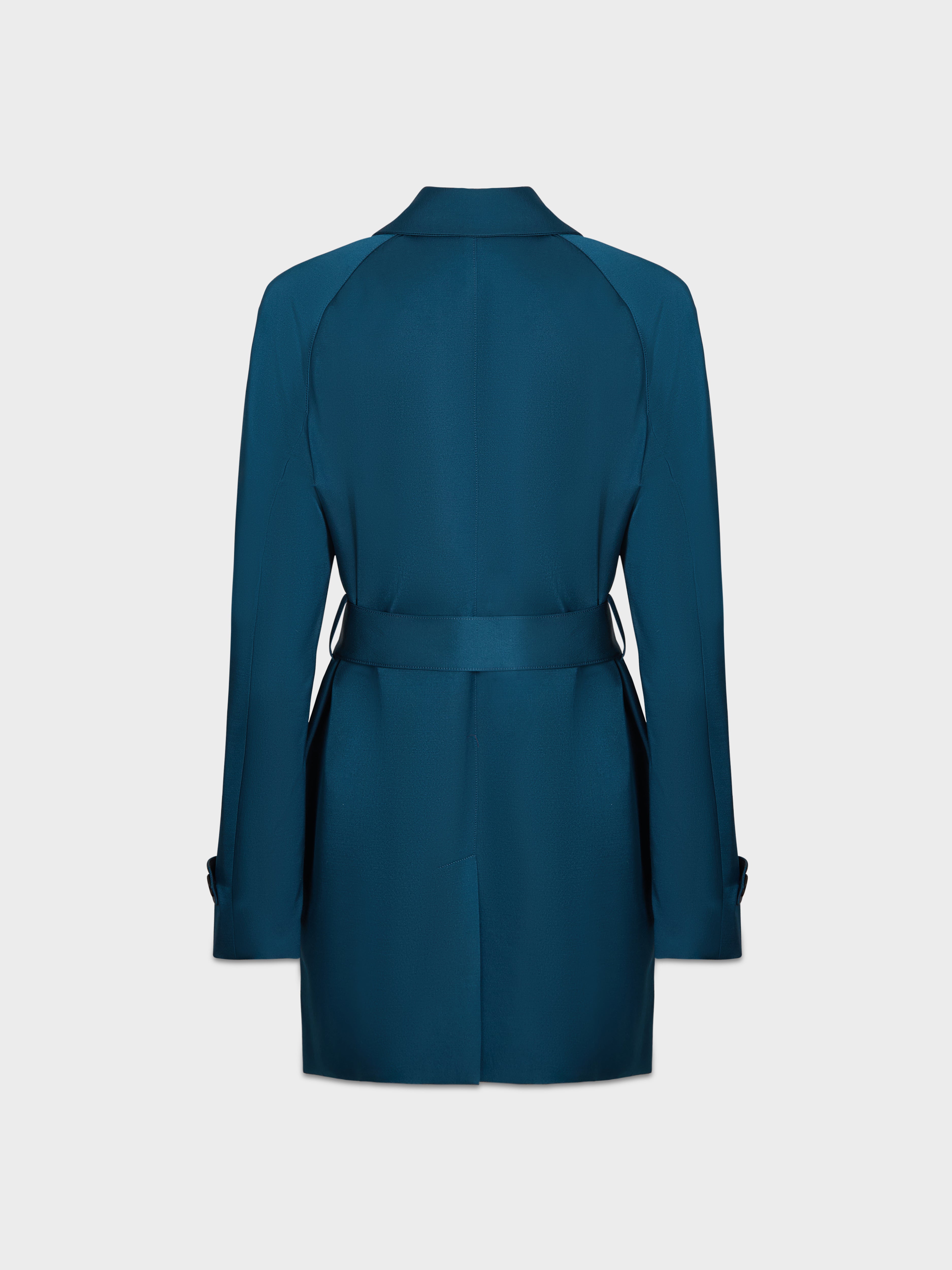 AFLALO Mira Jacket in Wool Silk – Canard - Ghost Back