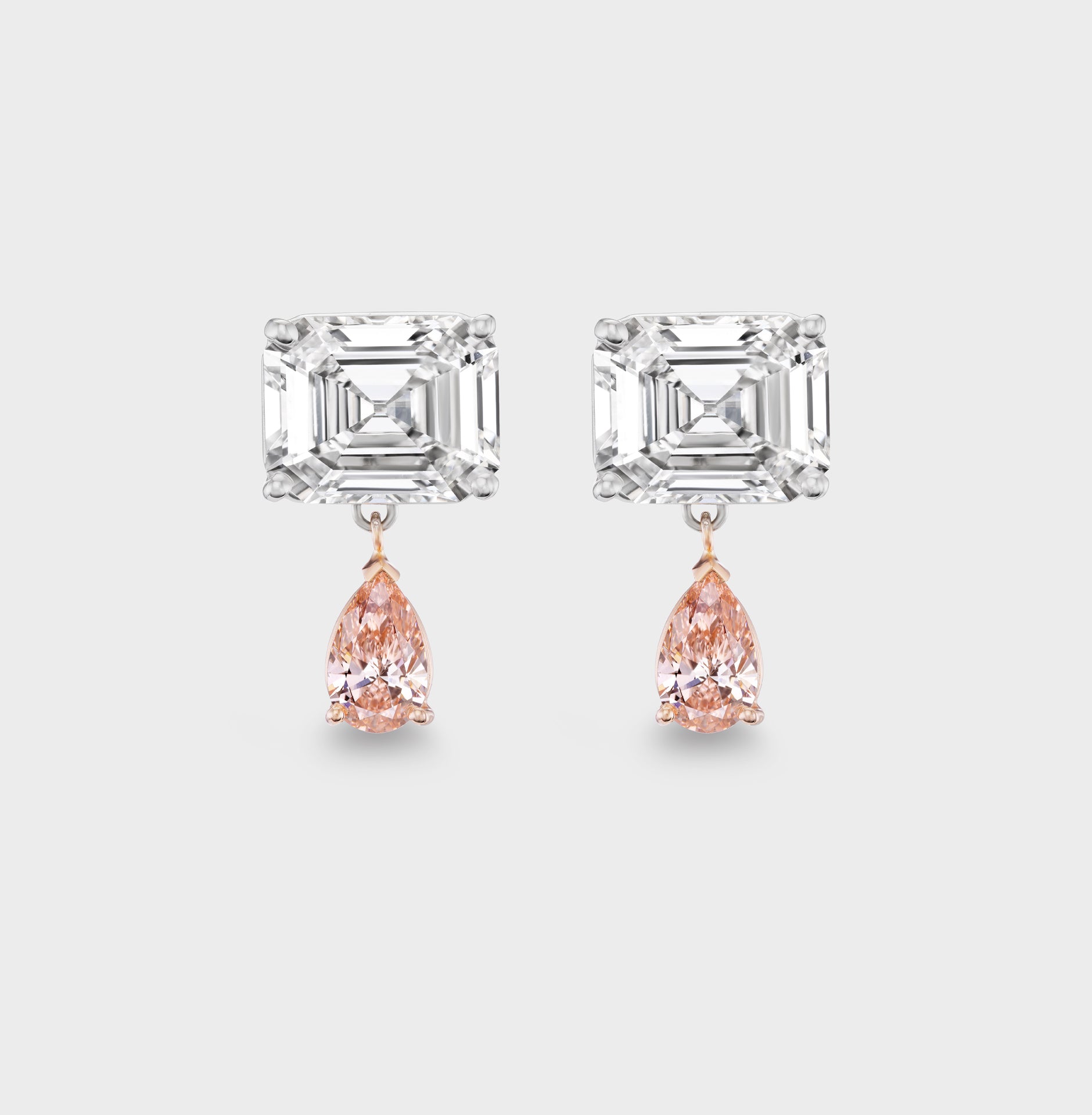 Tennis Drop Earrings in Mixed Gold - AFLALO