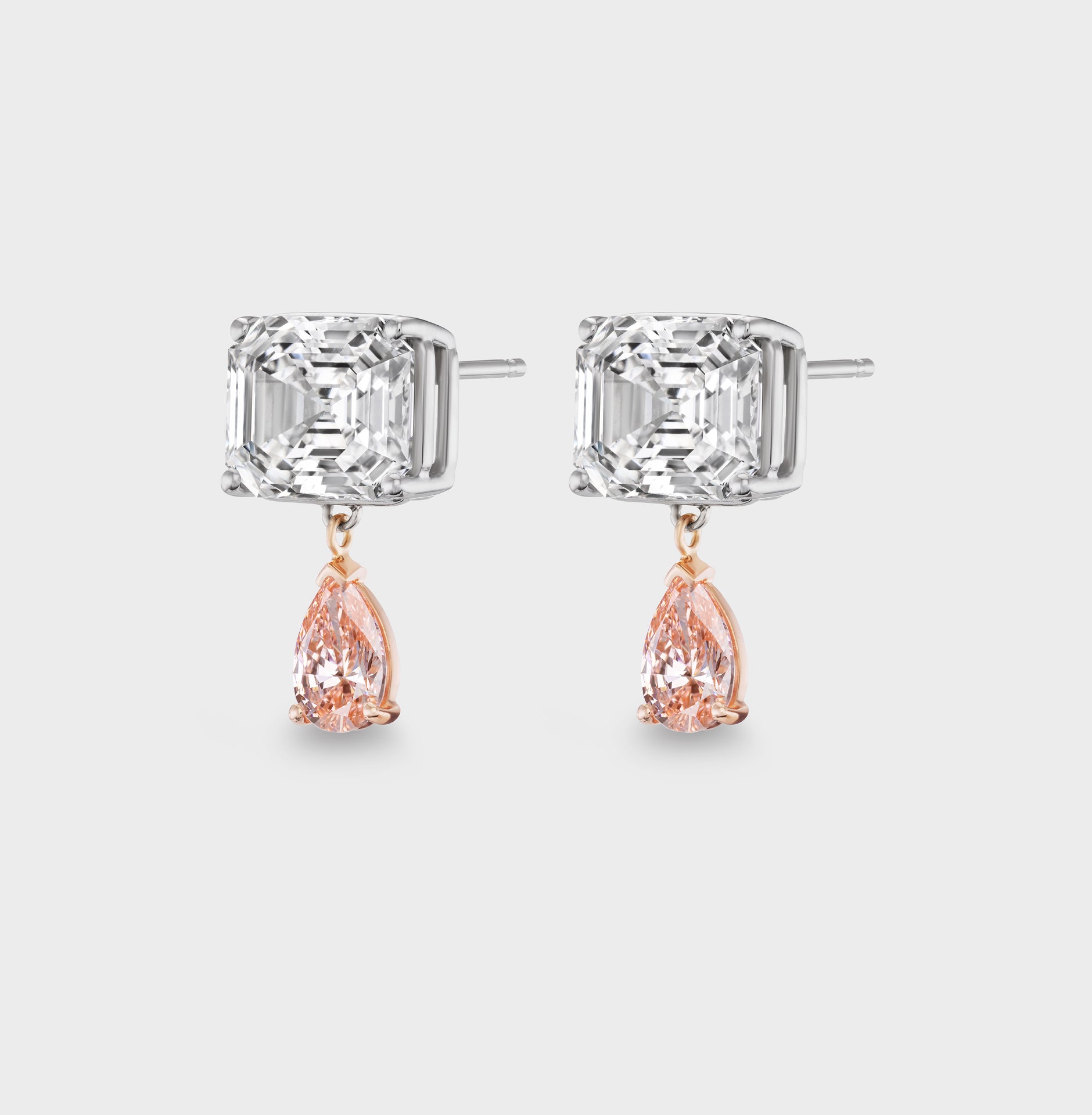 Tennis Drop Earrings in Mixed Gold - AFLALO