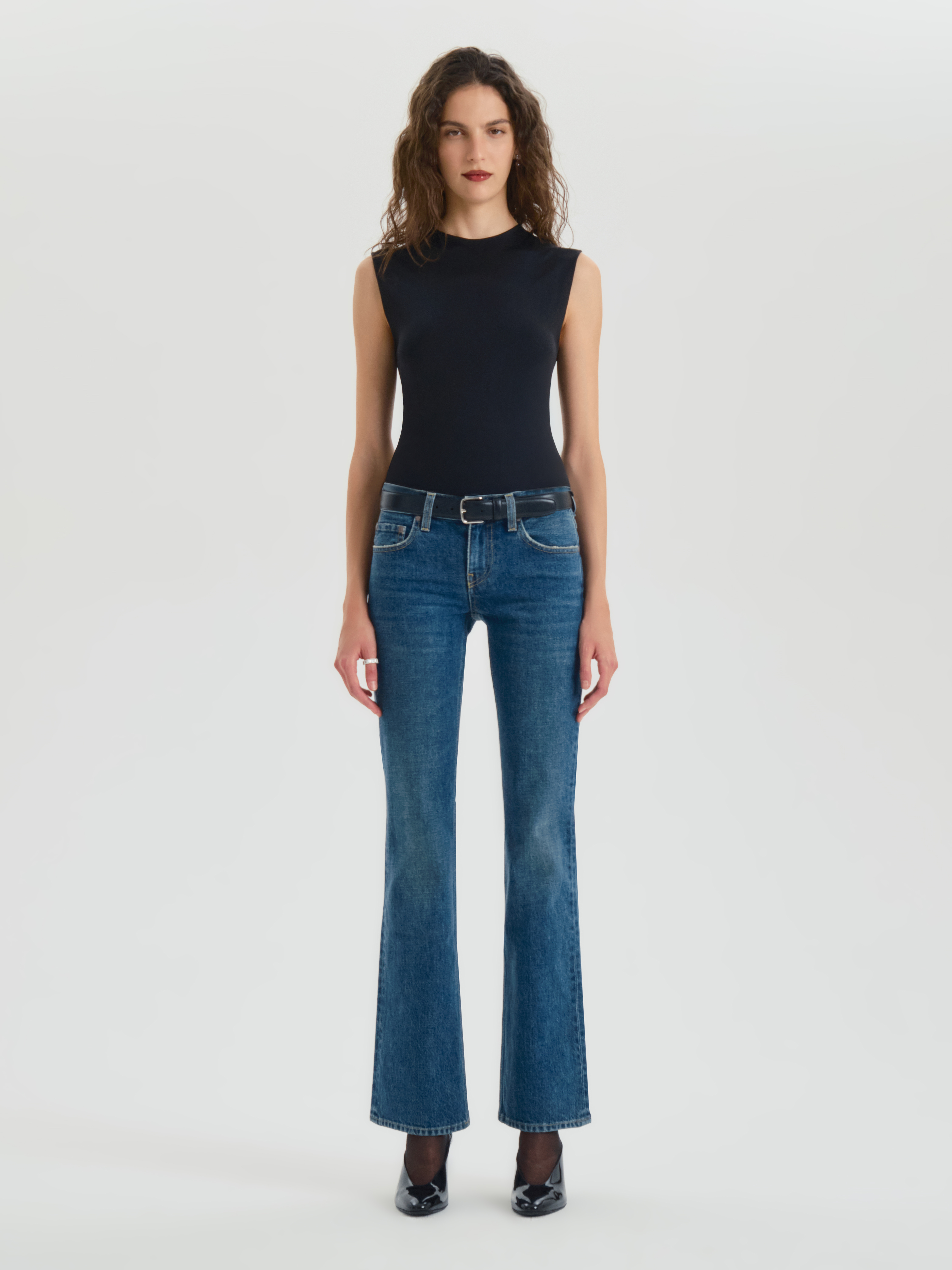 AFLALO Leary Jean – Subdued Indigo Rigid Denim - Model Front 2