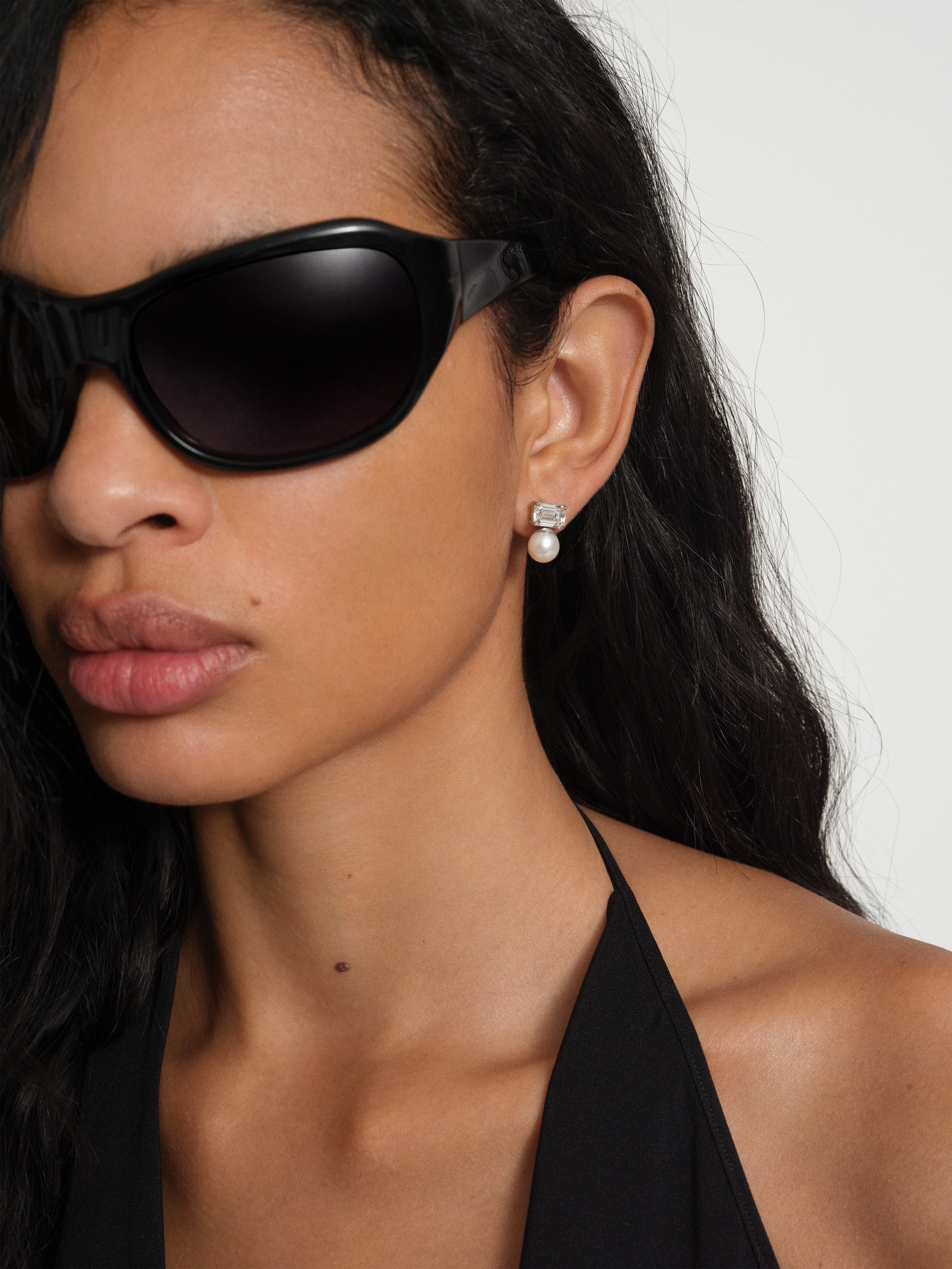 Priestess Tennis Drop Earrings in White Gold